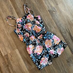 Bold Floral Sleeveless Romper Jumpsuit S